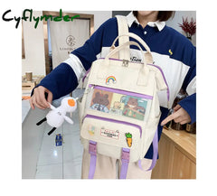 Cyflymder 5Pcs/Set Canvas School Backpacks Women Lovely Bags For Teenage Girls Bookbags Students