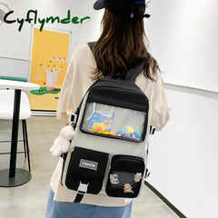 Cyflymder 5Pcs/Set Women Backpacks Kawaii Bookbags For Middle High School Teenager Students Bags