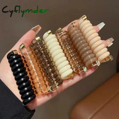 Cyflymder 5Pcs Women Ponytail Elastic Hair Bands Telephone Wire Hair Ties Scrunchies Random Color Rubber Headband Girls
