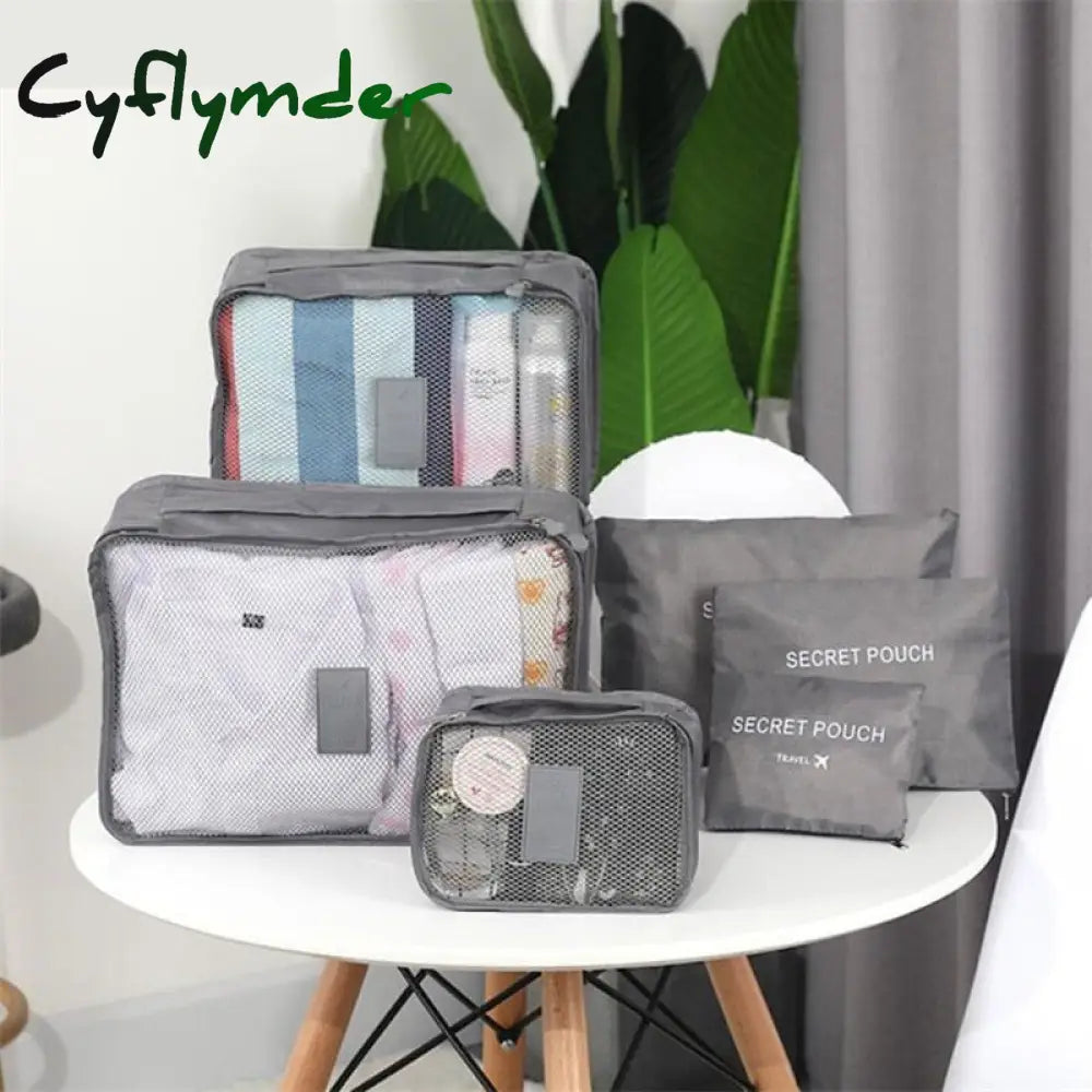 Cyflymder 6 Pcs Waterproof Travel Bags Clothes Luggage Organizer Cosmetics And Toiletries Storage