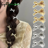 Cyflymder 6 Pieces of Women’s New Golden Bow Mini Hairpins Sweet and Cool Girl Bangs Hairpins and Hair Accessories