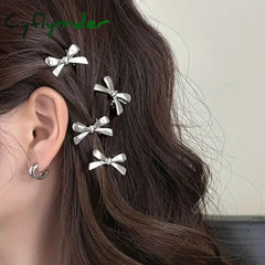 Cyflymder 6 Pieces of Women’s New Golden Bow Mini Hairpins Sweet and Cool Girl Bangs Hairpins and Hair Accessories