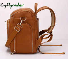 Cyflymder 7-In-1 Baby Diaper Bag Solid Pu Leather Mummy Maternity Large Capacity Travel Back Pack
