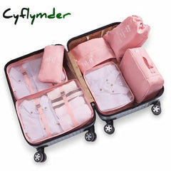 Cyflymder 7Pcs/Set Travel Luggage Organizer Clothes Storage Bag High Quality Waterproof Cosmetic