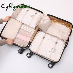 Cyflymder 7Pcs/Set Travel Luggage Organizer Clothes Storage Bag High Quality Waterproof Cosmetic