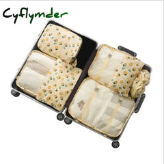 Cyflymder 7Pcs/Set Travel Luggage Organizer Clothes Storage Bag High Quality Waterproof Cosmetic