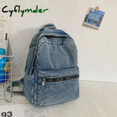 Cyflymder A Classic Popular Solid Color Denim Backpack Comfortable Fabric Large Capacity Suitable for Business Travel