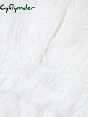 Cyflymder - Aegean Ruffle Zippered Midi Dress Dresses