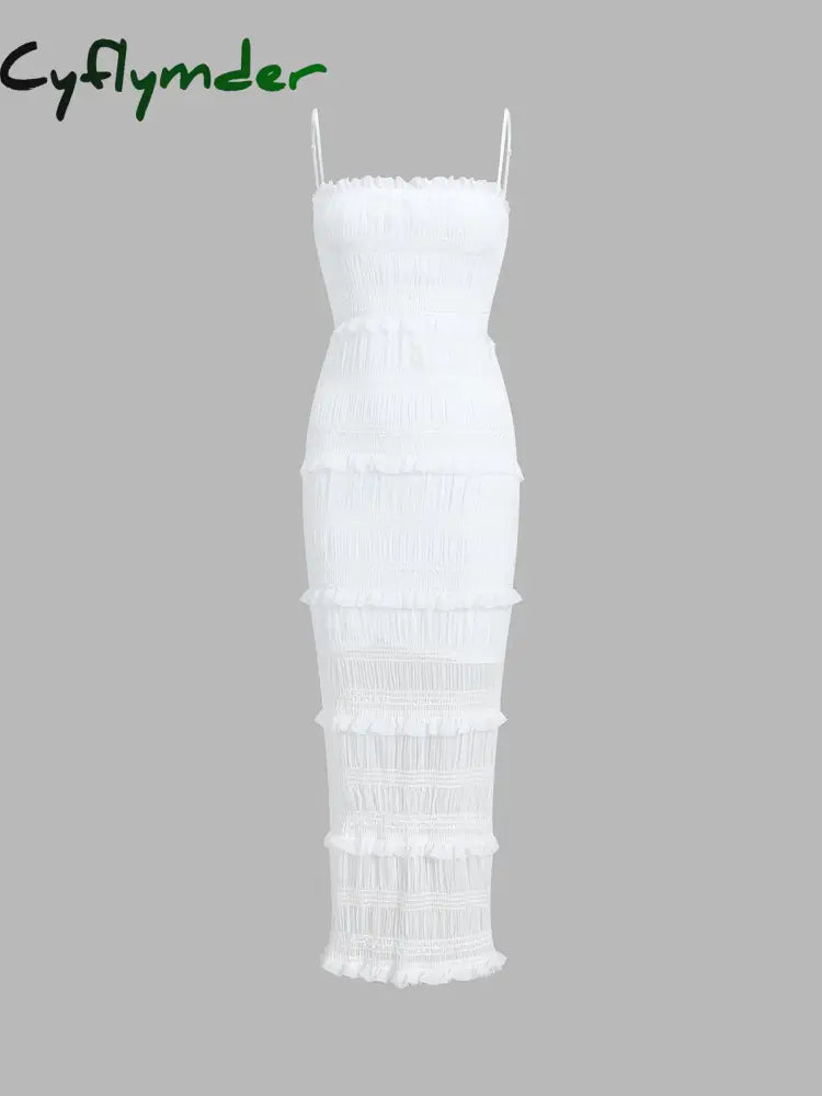 Cyflymder - Aegean Ruffle Zippered Midi Dress White / Xs Dresses