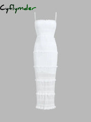 Cyflymder - Aegean Ruffle Zippered Midi Dress White / Xs Dresses