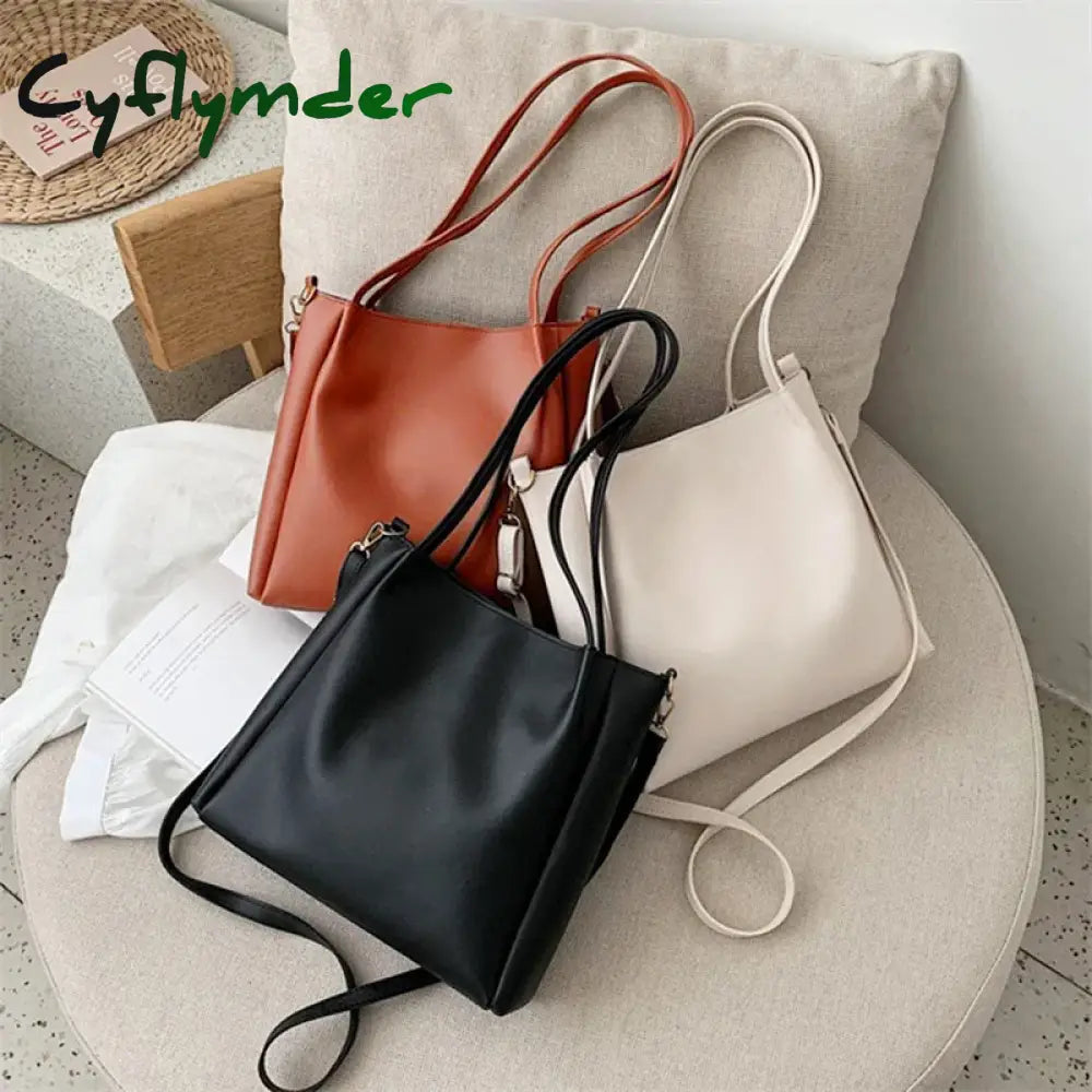 Cyflymder All-Match Women Shoulder Bag Solid Fashion Handbag Crossbody Bag Women’s Minimalist PU Leather Bag For Work
