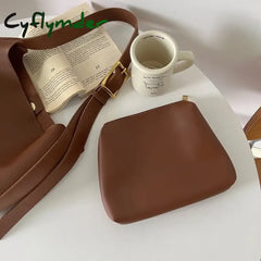 Cyflymder All-Match Women Shoulder Bag Solid Fashion Handbag Crossbody Womenโs Minimalist Pu