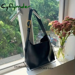 Cyflymder All-Match Women Shoulder Bag Solid Fashion Handbag Crossbody Womenโs Minimalist Pu