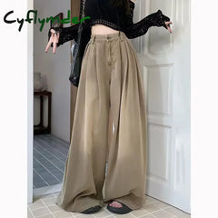 American Retro Oversized High Waist Baggy Jeans For Women Casual Y2K Wide Leg Grunge Hip-Hop Style Loose Denim Trouser Pants