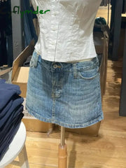 Cyflymder American Vintage Denim Mini Skirts Women Summer Fashion High Waist Straigth Short Faldas