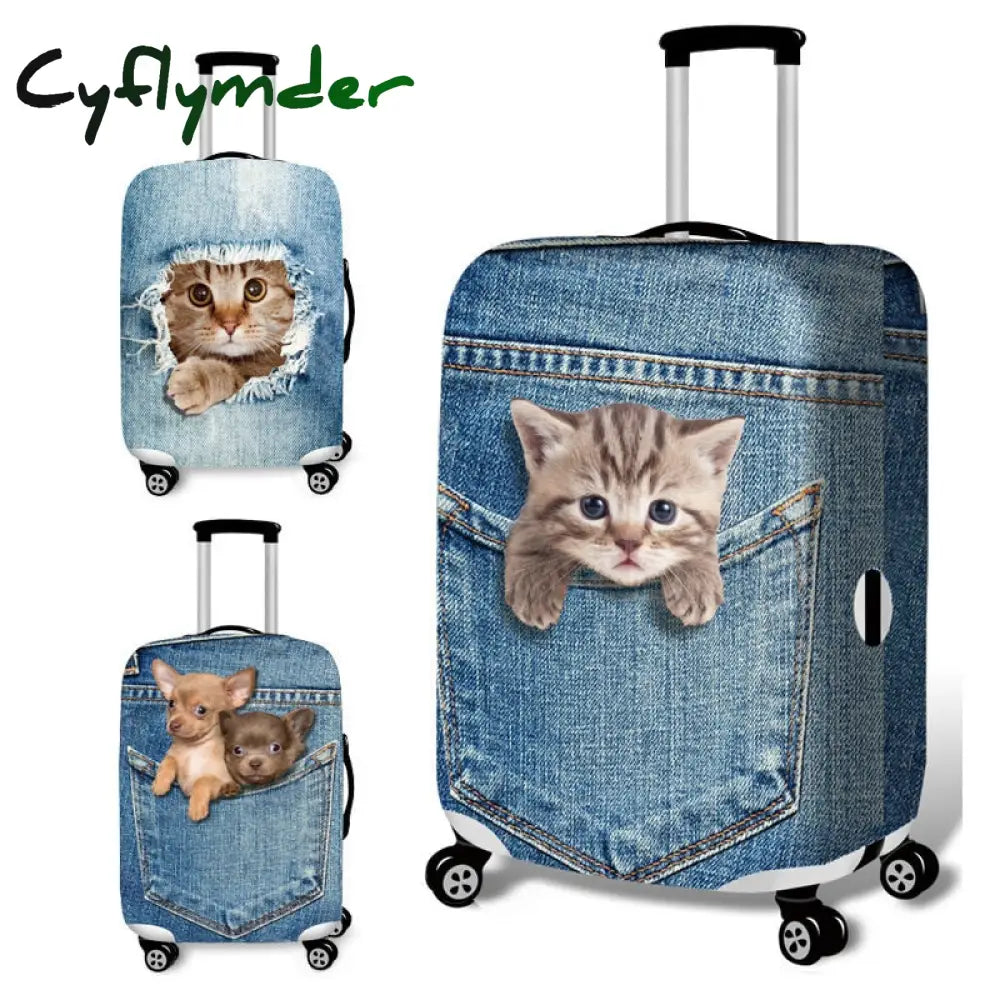 Cyflymder Animal Pattern Travel Luggage Suitcase Protective Cover Trolley Bag Men Women Thick