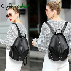 Cyflymder Anti-Theft Women Backpacks 100% Genuine Leather Travel Large Capacity Schoolbag For Girls