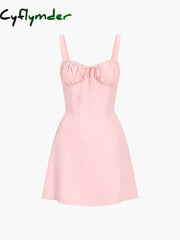 Cyflymder - Aphrodite Corset Tie Back Short Dress Pink / S Dresses