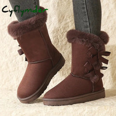 Cyflymder apres ski outfits Waterproof Women’s Winter Boots Women Snow Boots Trend Bow Warm Mid-Calf Boots Women