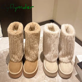 Cyflymder apres ski outfits Women’s Winter Snow Boots Outdoor Luxury Furry Faux Fox Fur Boots Woman Plush Warm Platform