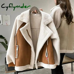 Cyflymder aspen outfits winter Fall Winter Women Jacket Thick Heat Retention Loose Women Coat Turn-down Collar Long