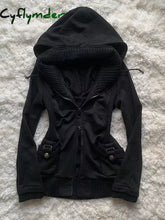 Cyflymder aspen outfits winter Streetwear Hoodies Women Clothes Punk Zip Up Hoodie Oversized Top Winter Vintage 90s