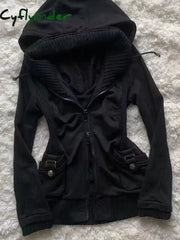 Cyflymder aspen outfits winter Streetwear Hoodies Women Clothes Punk Zip Up Hoodie Oversized Top Winter Vintage 90s