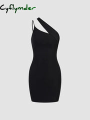 Cyflymder - Asymmetric Halter Bodycon Short Dress Dresses