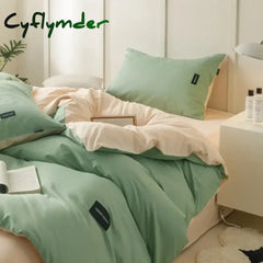 Cyflymder Aternal and Infant Grade Pure Cotton Four Piece Set Solid Color All Cotton Student Three Piece Set Quilt