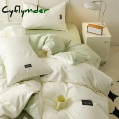 Cyflymder Aternal and Infant Grade Pure Cotton Four Piece Set Solid Color All Cotton Student Three Piece Set Quilt