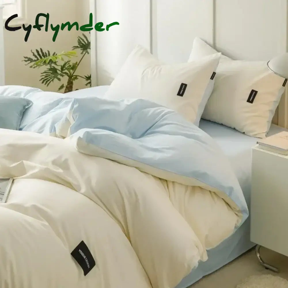 Cyflymder Aternal and Infant Grade Pure Cotton Four Piece Set Solid Color All Cotton Student Three Piece Set Quilt