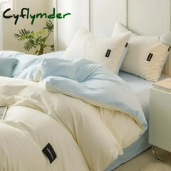 Cyflymder Aternal and Infant Grade Pure Cotton Four Piece Set Solid Color All Cotton Student Three Piece Set Quilt