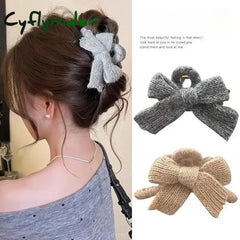 Cyflymder Autumn and Winter Plush Bow Grab Clip Wool Claw Clip Accesorios Para El Cabello Крабик Для Волос Hair