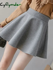 Cyflymder Autumn Fashion Women’s Solid Color PU Pleated Skirts Winter Slim Fit High Waisted Unique Zippered Women Mini