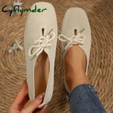 Cyflymder Autumn Mesh Breathable Women’s Flat Shoes Solid Simple Ballet Flats Female Casual Lace-up Walking Shoes for