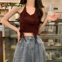 Cyflymder Autumn New Vintage Denim Skirt Matching Set Women’s Elegant Loose Hollow Knitted Shirt + Sexy Split Dress Two