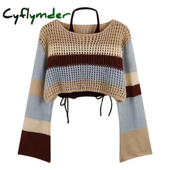 Cyflymder Autumn New Vintage Denim Skirt Matching Set Women’s Elegant Loose Hollow Knitted Shirt + Sexy Split Dress Two