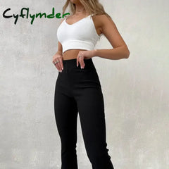 Cyflymder Autumn Solid High Waist Hip-Wrapping Elasticated Embossing Trousers Casual Daily