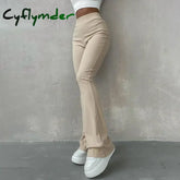 Cyflymder Autumn Solid High Waist Hip-Wrapping Elasticated Embossing Trousers Casual Daily