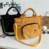 Cyflymder Autumn Winter Corduroy New Simple Versatile Portable Shoulder Bag School Art Thickened