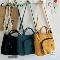 Cyflymder Autumn Winter Corduroy New Simple Versatile Portable Shoulder Bag School Art Thickened