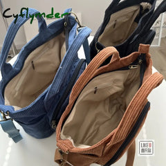 Cyflymder Autumn Winter Corduroy New Simple Versatile Portable Shoulder Bag School Art Thickened
