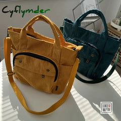 Cyflymder Autumn Winter Corduroy New Simple Versatile Portable Shoulder Bag School Art Thickened