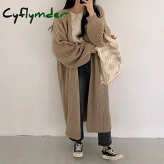 Cyflymder Autumn Winter Fashion Female Vintage Full Sleeve Loose Warm Knitwear Long Sweaters Cardigan Women Casual