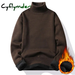 Cyflymder Autumn Winter Men’s Turtleneck Sweater Knitting Pullovers Rollneck Knitted Warm Men