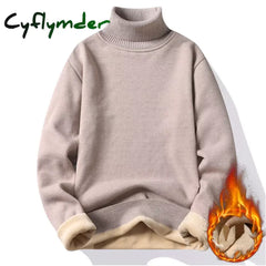 Cyflymder Autumn Winter Men’s Turtleneck Sweater Knitting Pullovers Rollneck Knitted Warm Men