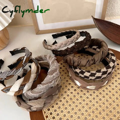 Cyflymder Autumn/Winter New Brown Color Headband Sponge Wide Hair Band For Woman Girl Elegant Hoop
