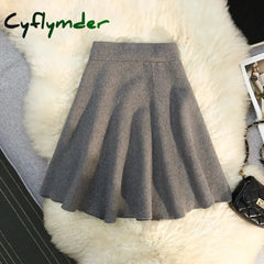 Cyflymder Autumn Winter Sexy Knitted Short Mini Skirt Women Elastic High Waist A-Line Party Club Umbrella Tutu Skirt