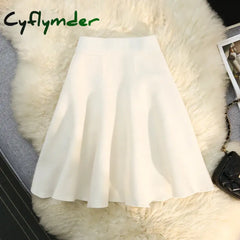 Cyflymder Autumn Winter Sexy Knitted Short Mini Skirt Women Elastic High Waist A-Line Party Club Umbrella Tutu Skirt