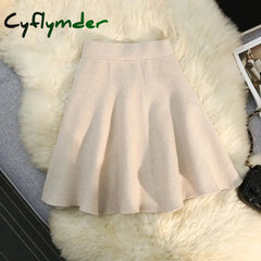 Cyflymder Autumn Winter Sexy Knitted Short Mini Skirt Women Elastic High Waist A-Line Party Club Umbrella Tutu Skirt